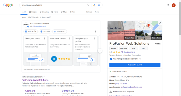 google my business listing