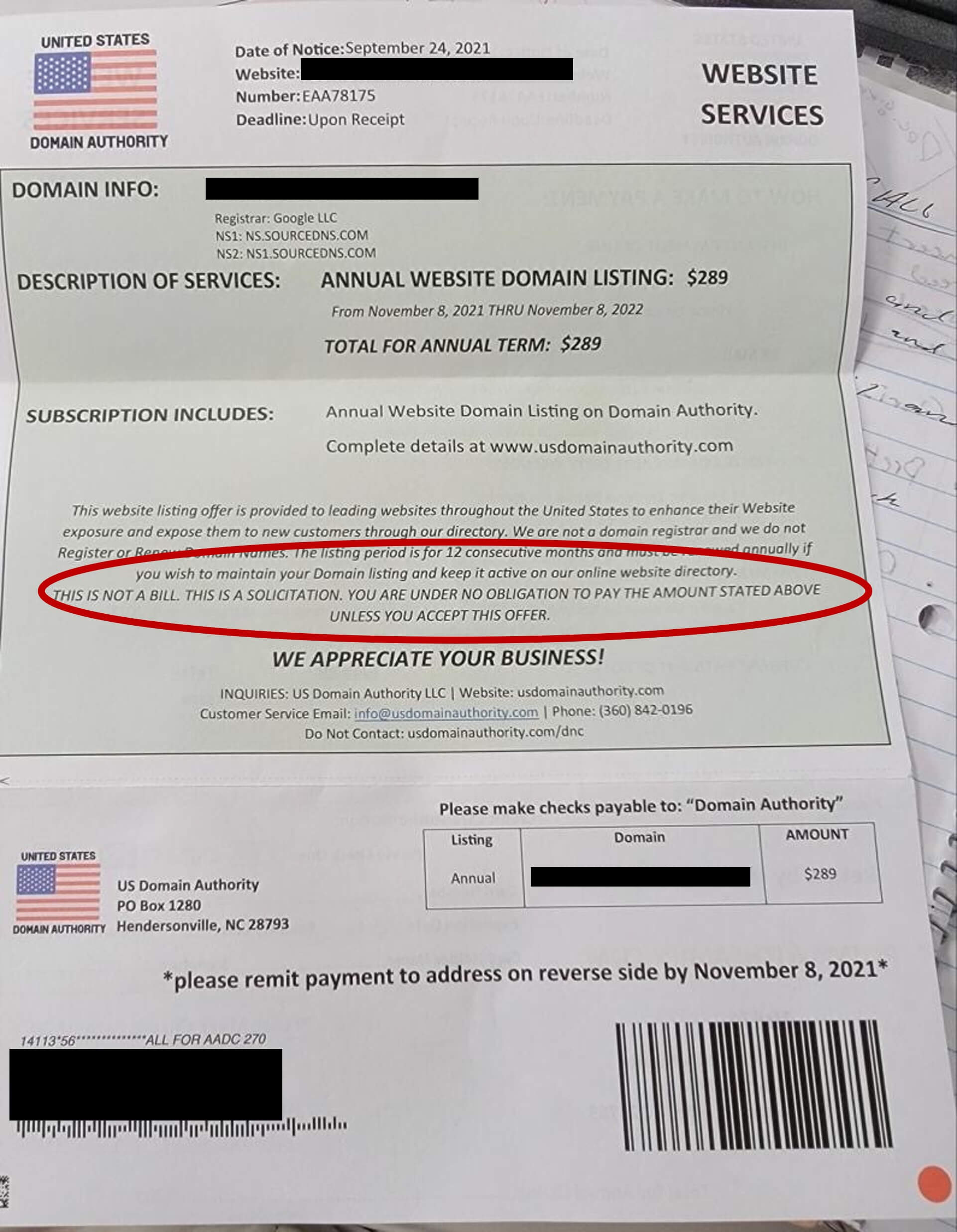 Domain Renewal Scam | Domain Name